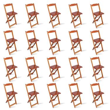 Imagem de Kit 20 Cadeiras Bistrô Dobrável Madeira Padrão Imbuia Cor: Marrom