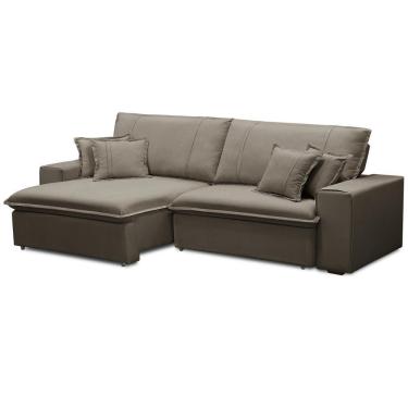 Imagem de Sofá Retrátil Reclinável Para Sala 3 Lugares 230cm Varsov F04 Veludo Marrom Claro - Lyam Decor