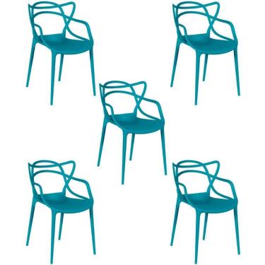 Imagem de Kit 5 Cadeiras Allegra Empilhável Com Inmetro Magazine Decor - Turquesa