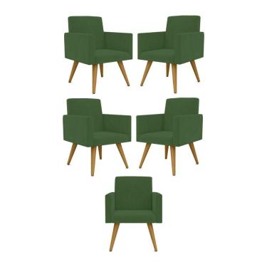 Imagem de Kit 05 Cadeiras Poltronas Decorativa - Escritório - Recepção Cor:verde