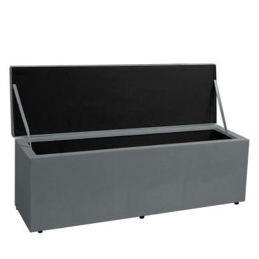Imagem de Calçadeira Recamier Baú Queen 1,60m Berlim Suede - Pallazio Cor Cinza