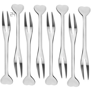 Imagem de 24 Mini Garfinho Talher Petisco Aperitivo Fondue Buffet Inox