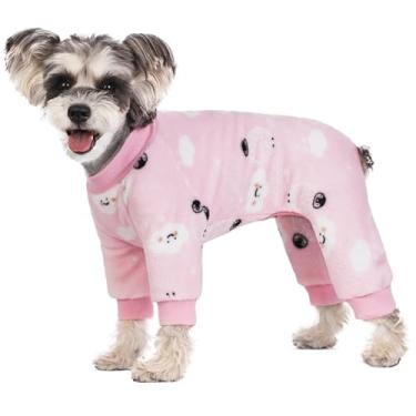 Imagem de Pijamas para cães pequenos, macacão de inverno para cachorro, macacão quente de veludo, bodies para cachorrinhos, roupas de inverno para meninas e meninos e cães para chihuahua, yorkie, xícara de chá