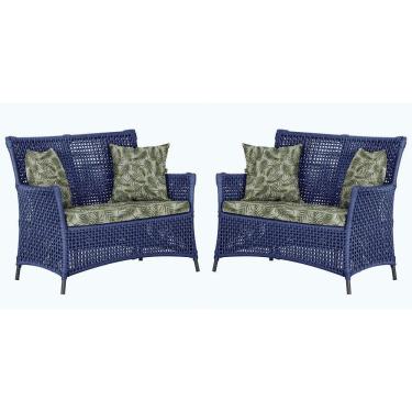 Imagem de 2 Sofás área Externa Igapó Alumínio Preta Corda Náutica E5 Azul