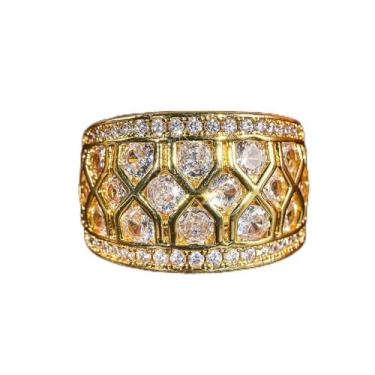 Imagem de Anéis femininos brilhantes de zircônia cúbica aliança de noivado acessórios de luxo, 9, Latão, Sem pedra preciosa