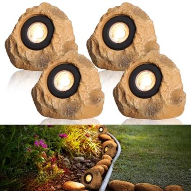 Imagem de LEONLITE Luzes LED 5CCT para ambientes externos, 5 W de baixa tensão para jardim, quintal, pedra decorativa, 12-24 V AC/DC, CRI90, 200 lm, IP65 impermeável, triângulo, amarelo, pacote com 4