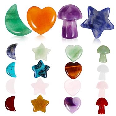 Imagem de 20 peças de pedras decorativas de cristal pequenas formas de estrela e cogumelo para decoração de casa e fabricação de joias