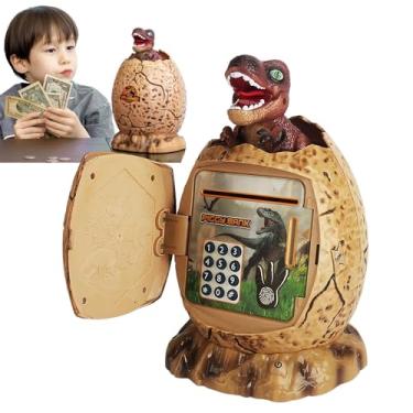Imagem de WELTS Dinheiro Dinossauro – Cofre com código de bloqueio de impressão digital e senha | Caixa de dinheiro eletrônico 3 em 1, caixa de dinheiro com senha para crianças a partir de 6 anos