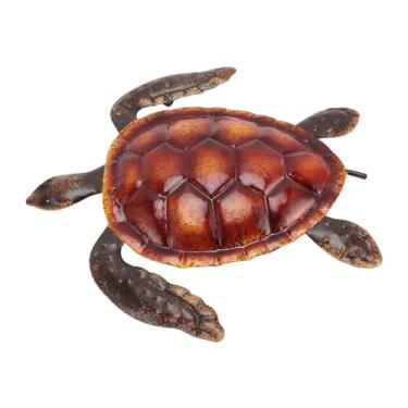 Imagem de SUNGOOYUE Decoração de Parede de Tartaruga, Metal Vívido, Estátua de Animal Marinho, Resistente à Corrosão, Decoração para Casa, Pátio, Aquário (Vermelho)