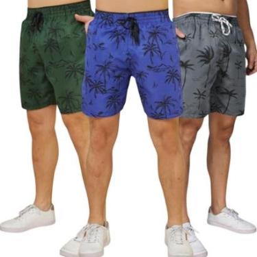 Imagem de KIT 3 Shorts Bermuda COQUEIRO 1 Tactel Mauricinho Praia Masculina 1084-Masculino