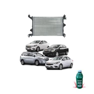 Imagem de Kit Radiador GM Cobalt/Spin/Prisma/Onix 2017 + Aditivo Paraflu Rosa 1L + Água Desmineralizada 1L