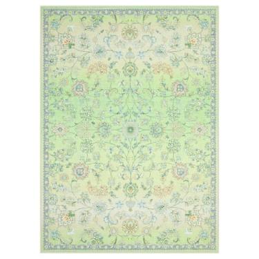 Imagem de Joydeco 20 x 25 tapetes grandes de área verde sálvia para sala de estar, berçário, boho, lavável, para quarto de crianças, 20 x 25 cm, sob a cama, tapete floral antiderrapante para sala de jogos