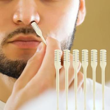 Imagem de Cortador de cabelo nasal portátil essencial para viagem, ferramentas manuais de remoção de pelos de narinas rotativas de 360°, cortador de pelos do nariz para mulheres e homens (creme, pacote com 6)
