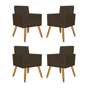 Imagem de Kit 4 Cadeiras Poltrona Escritório Courino Marrom