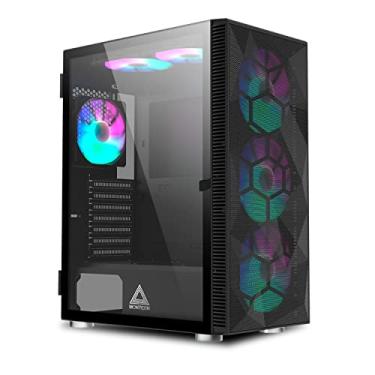 Imagem de Montech X3 Mesh 6 peças, 3 x 140 mm e 3 x 120 mm ventoinhas de iluminação RGB fixa ATX Mid-Tower PC Gaming Case, USB3.0, painel lateral de vidro temperado aberta, alto fluxo de ar, preto