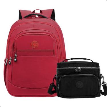 Imagem de Kit Escolar Mochila Feminina Espaçosa + Bolsa Térmica Marmita Pratico 