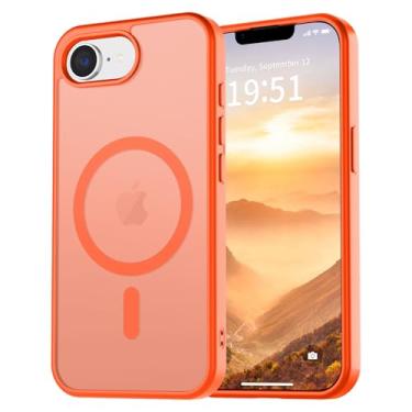 Imagem de vnnink Capa para iPhone 16e, capa magnética fosca de proteção contra quedas de grau militar translúcida - Capa protetora protetora contra choques fina, resistente, durável, à prova de choque - laranja