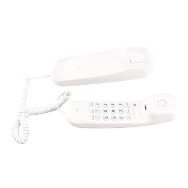 Imagem de SUNGOOYUE Telefone Com Fio Com Teclas Iluminadas, Telefone ABS Branco para Escritório e Casa, Montável na Parede, Rediscagem do último Número, Controle de Volume, Proteção contra Trovões