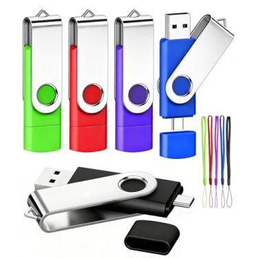Imagem de Pen Drive USB C de 32 GB Dual USB 2.0, pacote com 5, unidades flash AGECASH tipo C + unidades de salto 32 GB OTG Memory Stick compatível com smartphone Android, iPhone 16/15, tablet, PC, iPad