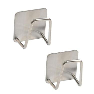 Imagem de Organizador de drenagem autoadesivo de aço inoxidável com gancho de parede para balcão de cozinha e banheiro, 2 peças