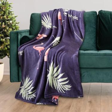 Imagem de Mocassi Cobertor de lã de flamingo de verão de veludo luxuoso - manta de pelúcia quente de inverno para cama, sofá e sofá, cobertor de decoração de férias ultramacio, ideia de presente festivo, 127 x