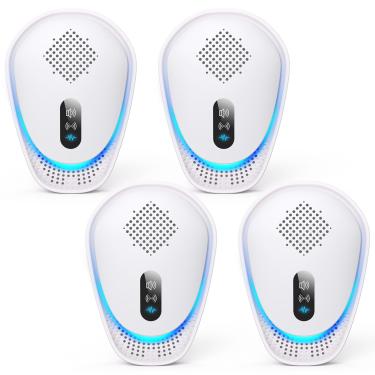 Imagem de Repelente de pragas ultrassônico atualizado 2025 para uso interno, controle de pragas, repelente de baratas, ratos, insetos, mosquitos, ratos, aranha, formiga, plugue ultrassônico repelente de