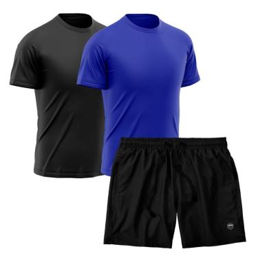 Imagem de Kit 2 Camisetas Dry Treino Fitness Academia + Short Bermuda Preto-Masculino