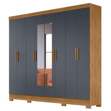 Imagem de Guarda Roupa Casal Com Espelho 8 Portas 236cm ágata M07 Freijó-cinza - Mpozenato