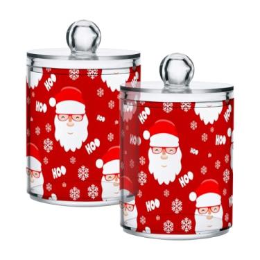 Imagem de Qilmy Pacote com 2 unidades de suporte Qtip de Papai Noel de desenho animado, frascos de boticário de 400 ml, vasilha organizadora de banheiro para cotonetes, bolas de algodão, almofadas de maquiagem