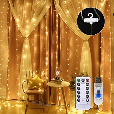 Imagem de 200LEDs Luzes de Cortina em Fio Cobre Fadas com Controle Remoto 8 Modos Decorativas Cascata Suspensas para Casamento Fes
