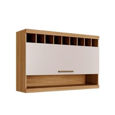 Imagem de Armário Aereo Opala Com 1 Porta Com Adega Arte Móveis Cinamomo/off White