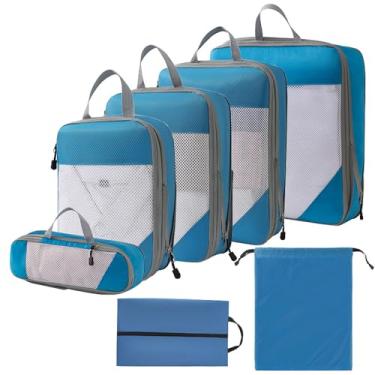 Imagem de 1 Conjunto de Cubos Embalagem com Compressão Organizador para Viagem Compressível Mala Mão Mochila Bolsa Negócios Acampamento Férias