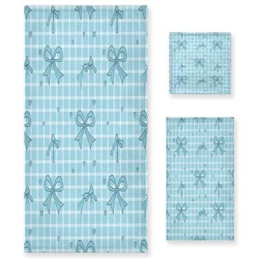 Imagem de Wassud Conjunto de 3 toalhas de banho elegantes com laços super macios e absorventes para banheiro, toalhas de banho de secagem rápida, toalha de banho para academia, spa, hotel