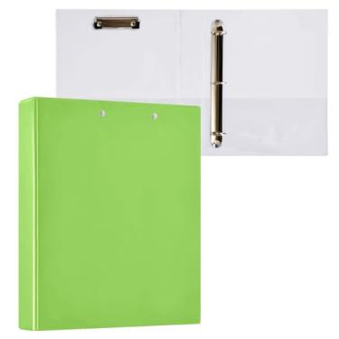 Imagem de Pasta para prancheta verde grama, 3 anéis redondos, organizador de fichário de 2,5 cm, 1 pacote