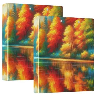 Imagem de Pasta para fichário reflexivo Autumn Lake com três anéis e prancheta de perfil organizador de fichário de 2,5 cm para tamanho carta (21,6 cm x 28 cm), pacote com 2