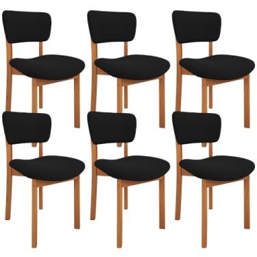 Imagem de Kit 06 Cadeiras Para Sala de Jantar Cozinha Living Estofada Dara L02 Bouclê Preto - Lyam Decor