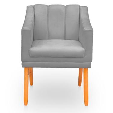 Imagem de Poltrona para Sala Moderna e Reforçada - Estofada em Suede Confortável, Ideal para Ambientes Domésticos (Cinza)
