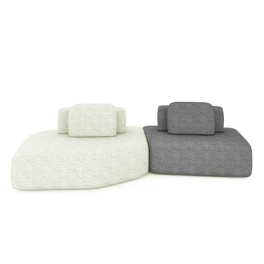 Imagem de Sofá Ilha Dakota 2 Módulos 310cm Encostos Almofadas Soltas Bouclê Rústico OffWhite/Cinza G33 - Gran Belo