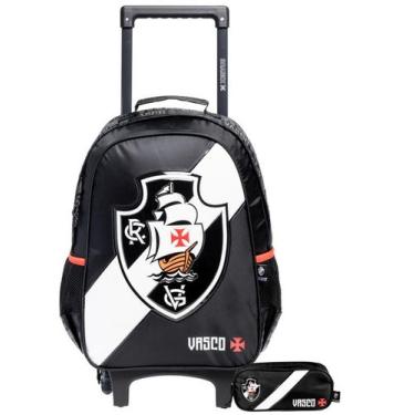 Imagem de Kit Vasco Time Futebol Mochila Rodas Costas + Estojo Duplo - Xeryus