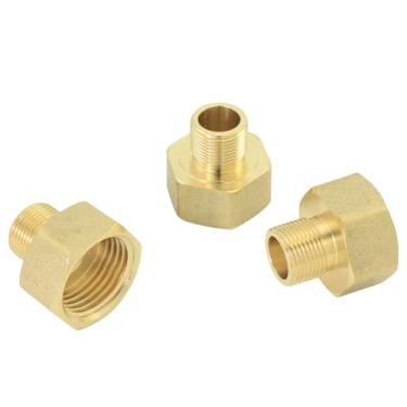 Imagem de Adaptador fêmea de 1/5.1 cm para macho de 9 mm – Redutor de tubo de latão para linhas de abastecimento de água de torneira de cozinha/banheiro/RV, com conector de encaixe de compressão à prova de