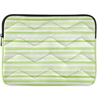 Imagem de Capa para notebook listrada verde personalizada para laptop para MacBook Pro 14 polegadas, capa protetora universal de 33 a 14 polegadas