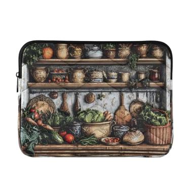 Imagem de Bolsa feminina retrô de madeira vegetais, capa protetora à prova de choque, capa de viagem para laptop de 15,6 polegadas