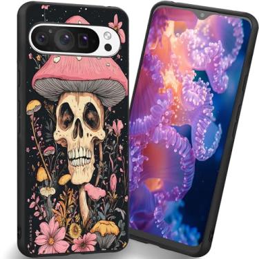 Imagem de RUUHLJLET Projetada para Google Pixel 10 Pro XL de 6,8 polegadas, a capa fosca macia oferece proteção total (flor de cogumelo de caveira)