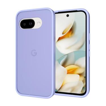 Imagem de Dynippy Capa para Google Pixel 9a, fina e semitranslúcida com sensação de pele com parte traseira fosca de TPU/PC híbrido, tela elevada e capa de telefone absorvente de choque, semi fosco (roxo