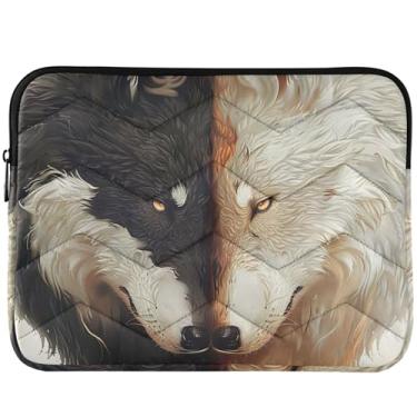 Imagem de Capa para laptop preto e branco Wolves para casais fofos para Mac Air 13 polegadas capa para laptop inchada 13-14 polegadas universal