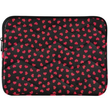 Imagem de Capa para notebook Love Hearts vermelha preta universal de 13 a 14 polegadas acolchoada para MacBook de 13 polegadas
