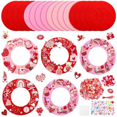 Imagem de Suilung 32 conjuntos de kits de artesanato para o dia dos namorados para adultos, feltro, coração, caminhão, urso, atividade, faça você mesmo, kits de guirlanda de dia dos namorados, ornamentos para