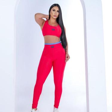 Imagem de Conjunto Academia Feminino Legging Top Modelador Blackout Fitness Nada
