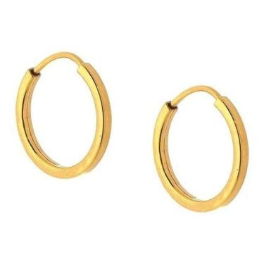 Imagem de Brincos De Ouro Infantil Argola Quadrada Em Ouro 18k 750 10mm - AEA Ca