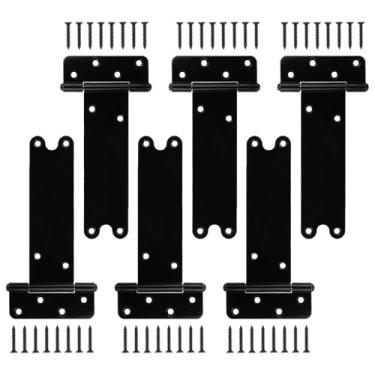Imagem de Pubotlu Dobradiças de porta em T, dobradiça em T resistente, dobradiças T-Gate, dobradiças de alça de portão, ferragens forjadas pretas para cercas de madeira, porta de celeiro, portas de galpão (20